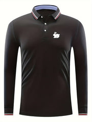 Men's Long Sleeve Rabbit Print Lapel Sports Shirt For Spring Fall Winter
