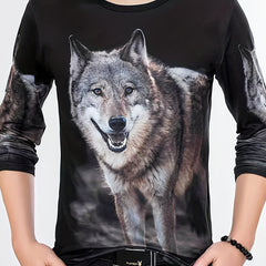 Wolf 3d Print Men's Graphic Sweatshirt for Autumn Winter