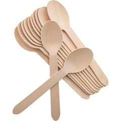 100pcs Disposable Wooden Cutlery Spoons Knives Forks Pack