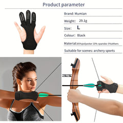 1pc Archery Gloves Non-slip Breathable Three Finger Gloves