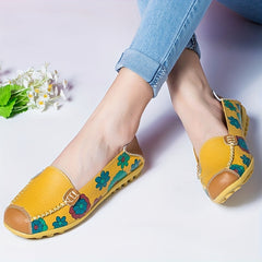 Women's Floral Print Flat Loafers Soft Sole Slip On Shoes
