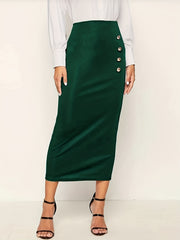 High Waist Maxi Skirt Slim Solid Office Skirt Women's Clothing