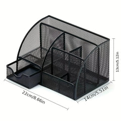 Mesh Pencil Desk Organizer with 6 Compartments