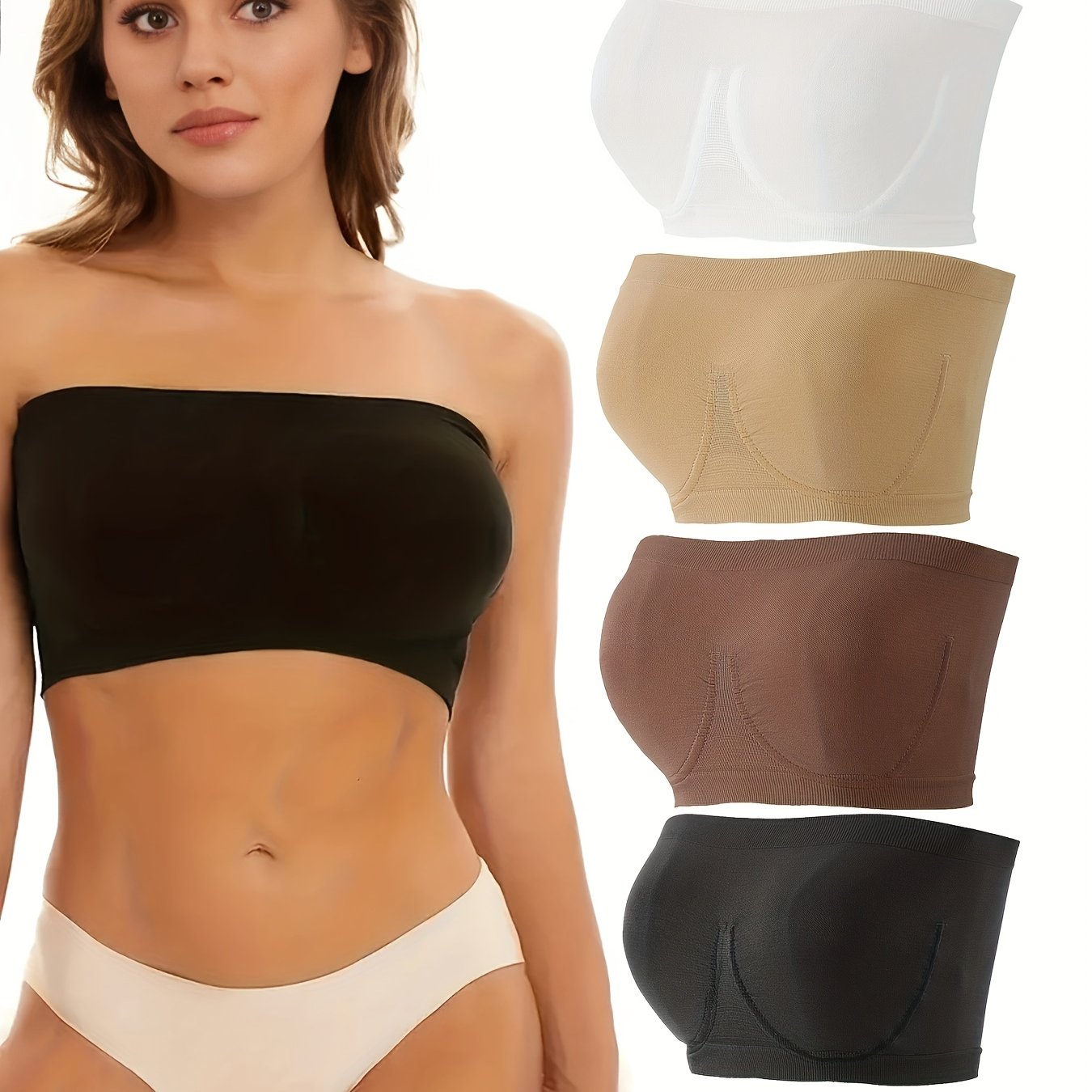 4pcs Bandeau Bras Soft Stretch Everyday Women's Lingerie