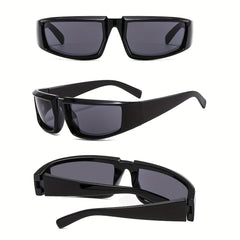 Y2K Future Tech Sense Silver Hip Hop Bungee Men's Sunglasses