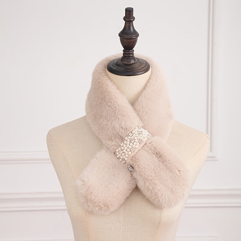 Rabbit Fur Neck Scarf Solid Wrap Scarf Neck Warmer For Winter