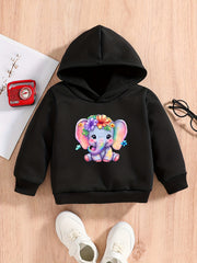 ELEPHANT & FLOWER Print Outfit Toddler Baby Boys Girls Sweatshirt Set