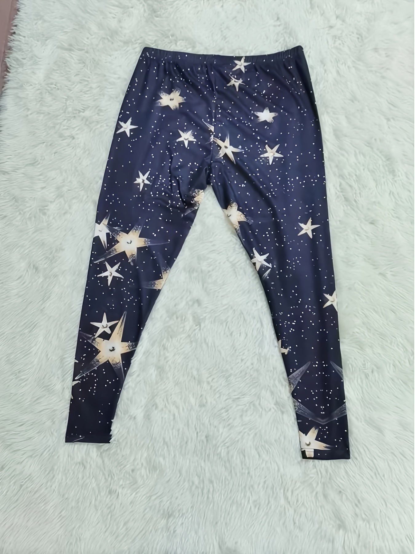 Glitter Star Print High Rise Leggings