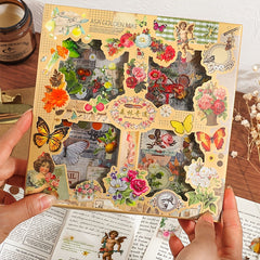 Vintage Floral Stickers Kit - Butterfly Mushroom Leaves