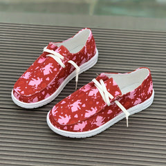 Women's Skateboard Shoes Cupid & Love Pattern Flat Lace-up Canvas
