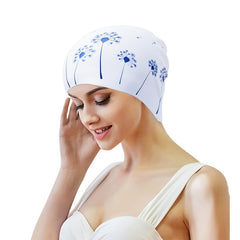 Dandelion Print Unisex Silicon Swim Cap Elastic Stretchy Durable Water Port Swim