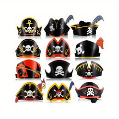 12pcs Pirate Costume Set with Hats for Parties and Halloween