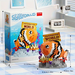 Micro Building Blocks Clownfish Ocean Animal Model Assembly