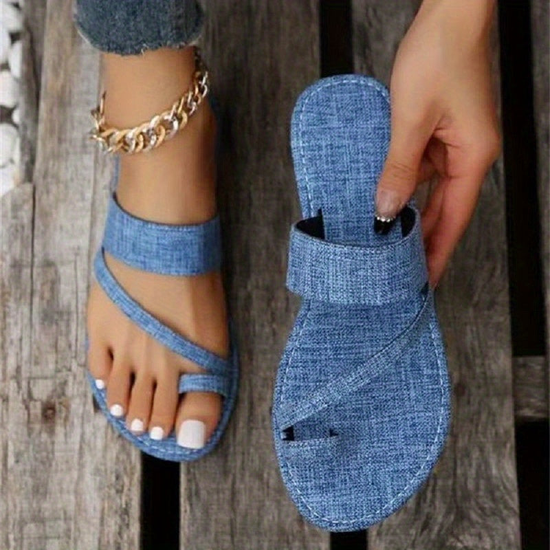 Women's Flat Slides Sandals Open Toe Slip On Beach Slides