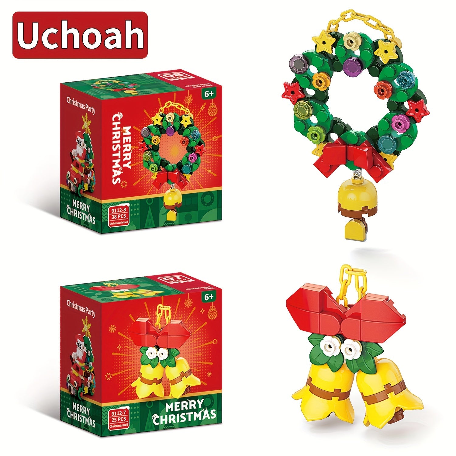 352pcs Christmas Building Blocks Set Santa Reindeer Tree Wreath Snowman