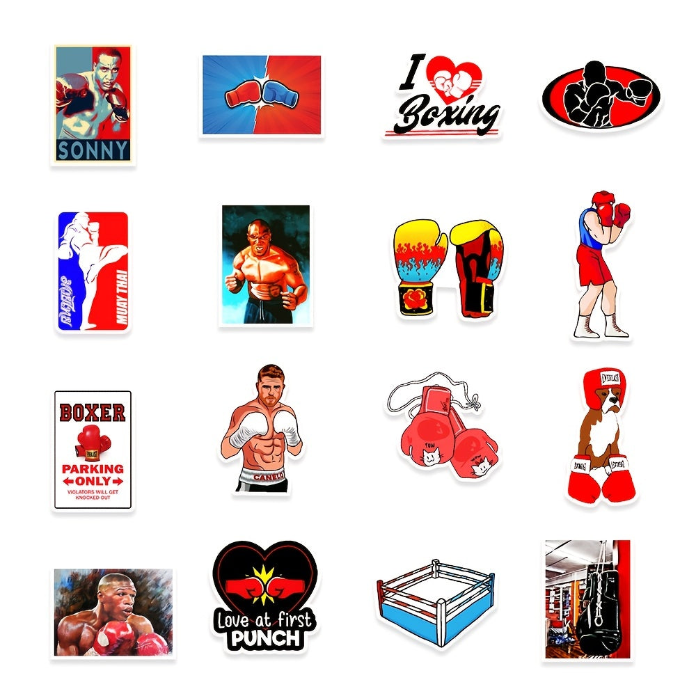 50Pcs Boxing Sport Doodle Waterproof Stickers for Mobile Phone Computer
