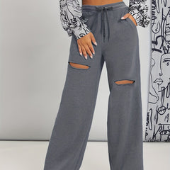 Solid Cut Out Tie Yoga Pants Pockets