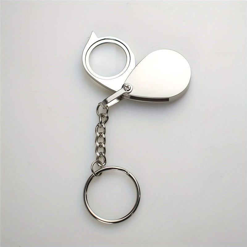 Portable Pocket Reading Magnifier 10X Folding Metal Jewelry Magnifier Keychain
