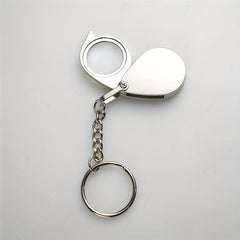 Portable Pocket Reading Magnifier 10X Folding Metal Jewelry Magnifier Keychain