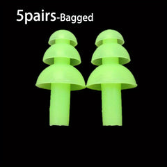 5 Pairs Washable Silicone Earplugs for Swimming and Drifting