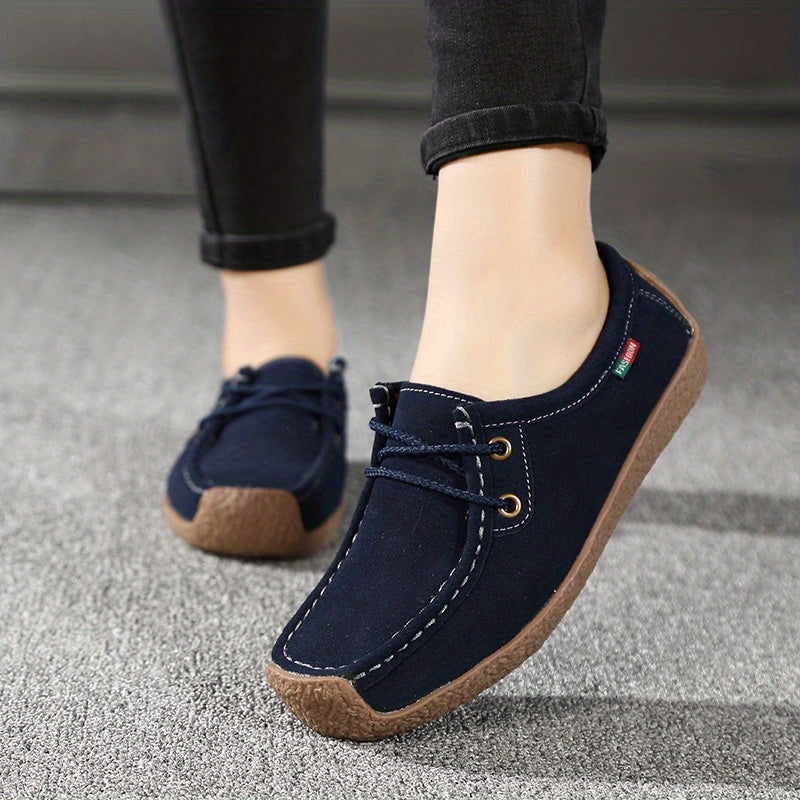 Women's Lace Up Loafers Comfort Slip On Shoes Casual Lightweight Flat Shoes