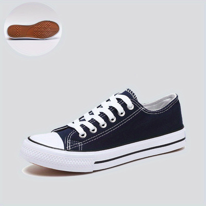 Women's Minimalist Flat Canvas Shoes Solid Lace Up Low Classic Shoes