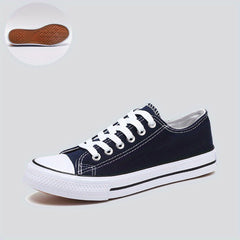 Women's Minimalist Flat Canvas Shoes Solid Lace Up Low Classic Shoes