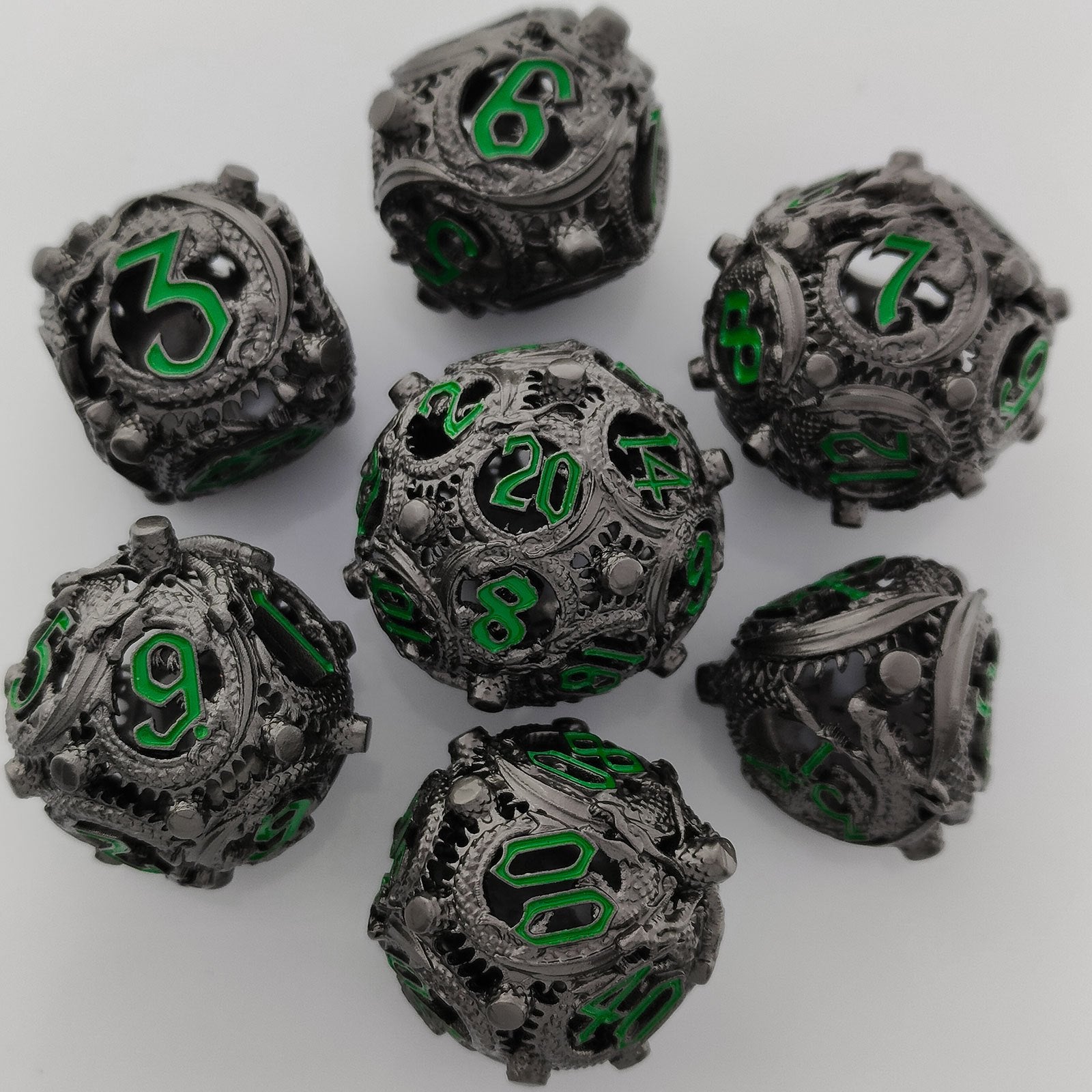 Metal Polyhedral Hollow Dice Set - Large Role Playing Dice