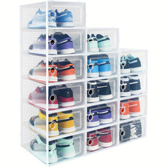 Transparent Shoe Boxes with Door - Stackable Shoe Rack Organizer
