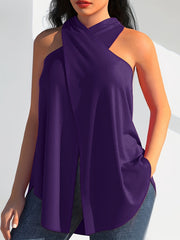 Split Cross Halter Neck Top for Summer