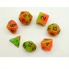 7 Pcs Double Glow Faceted Set Dice Carving Glow Digital Glow Resin Fun Dice
