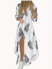 Block Striped Shirt Dress Long Sleeve Button Down Dress Women's Clothing