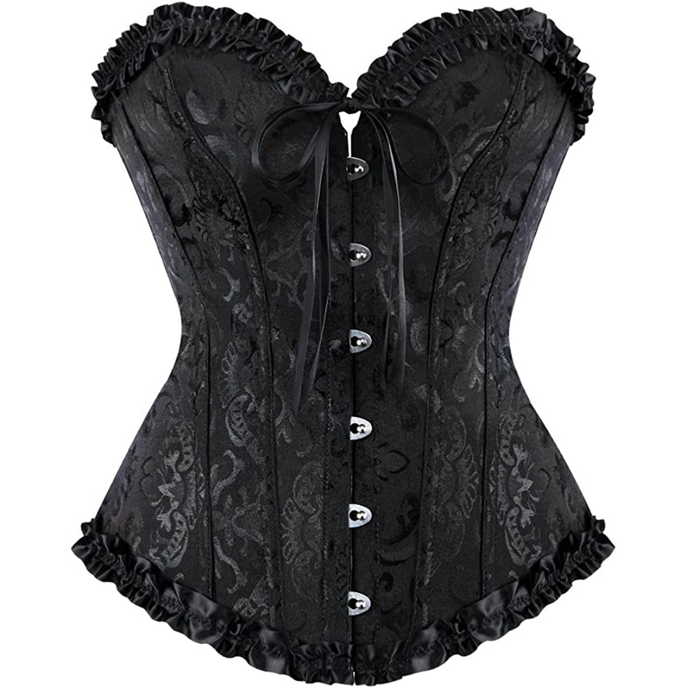 Floral Corset Bow Long Torso Waist Training Underbust Body Shaper