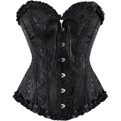 Floral Corset Bow Long Torso Waist Training Underbust Body Shaper
