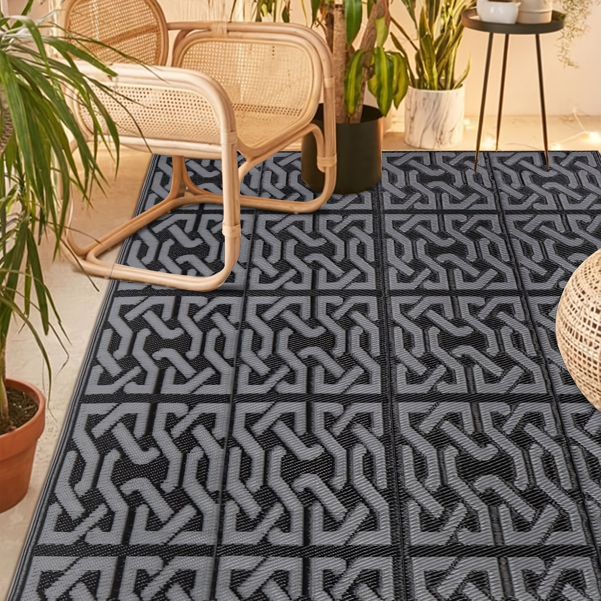 Outdoor Straw Rug Reversible Waterproof Patio Mats Porch Campers