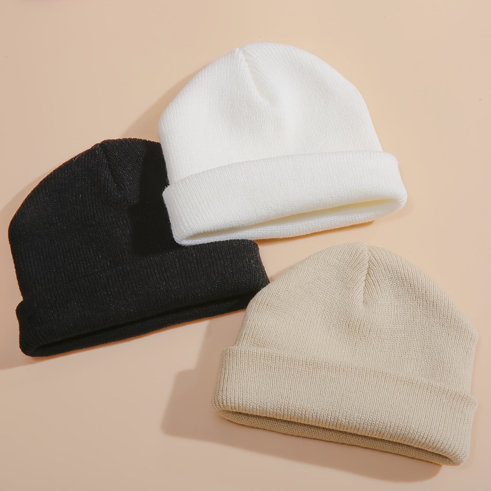 3pcs Toddler Baby Beanie Knit Hat Warm Winter Cap for Boys and Girls