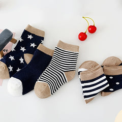 5 Pairs Baby Polka Dot Cotton Crew Socks for Girls and Boys