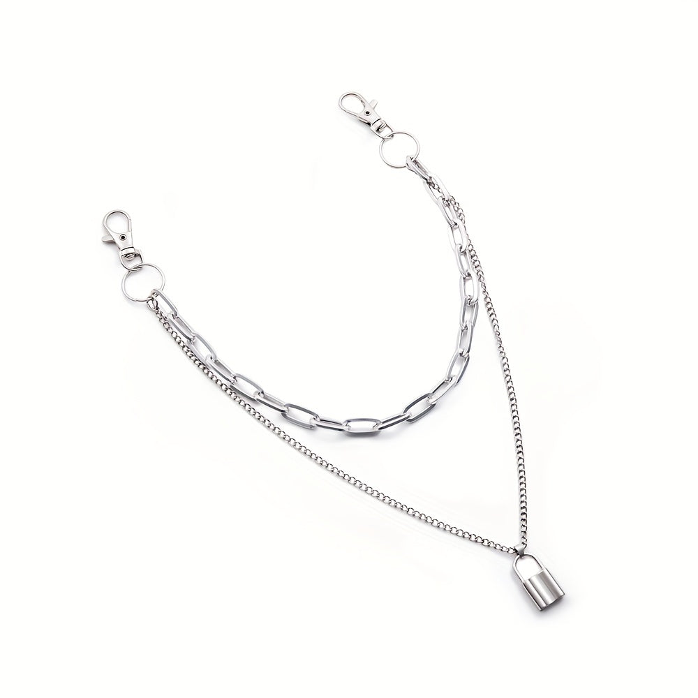 Lock Pendant Pants Chain Two Layers Metal Chain Men's Waist Chain