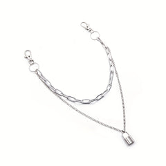 Lock Pendant Pants Chain Two Layers Metal Chain Men's Waist Chain