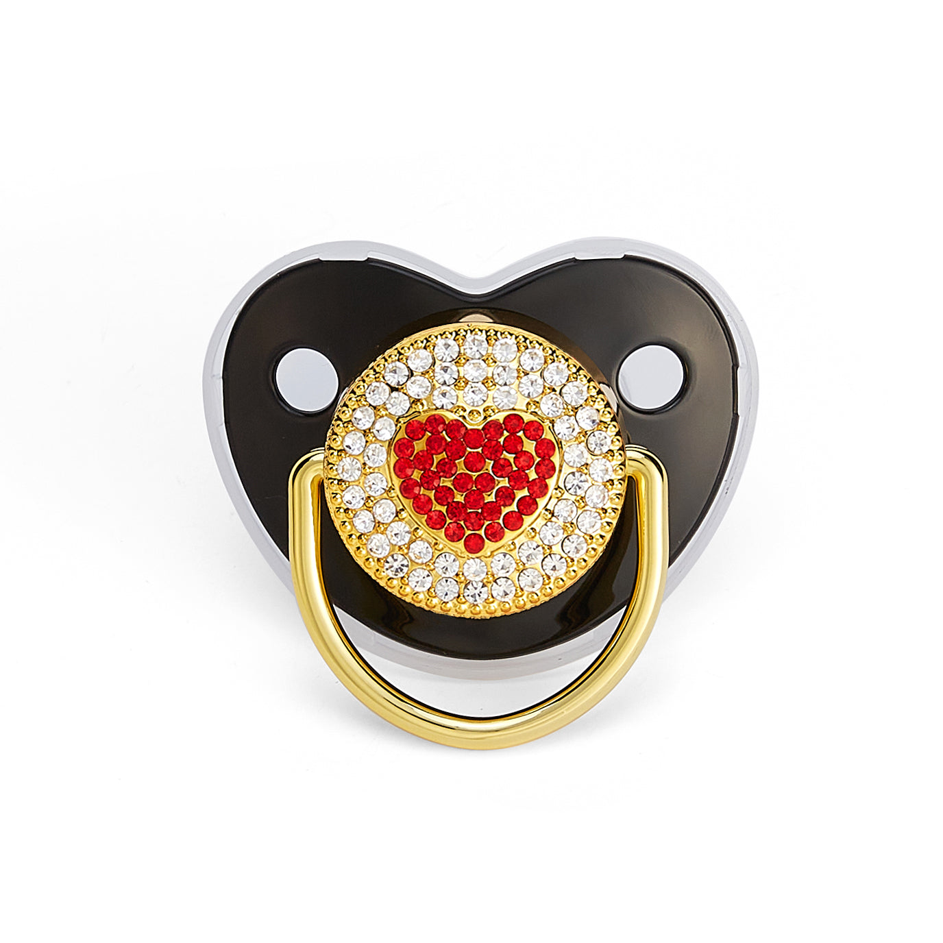Peach Heart Shape Bling Pacifier With Dust Cover