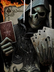 Y2K Skull Poker Print Hoodie Mens Autumn Winter