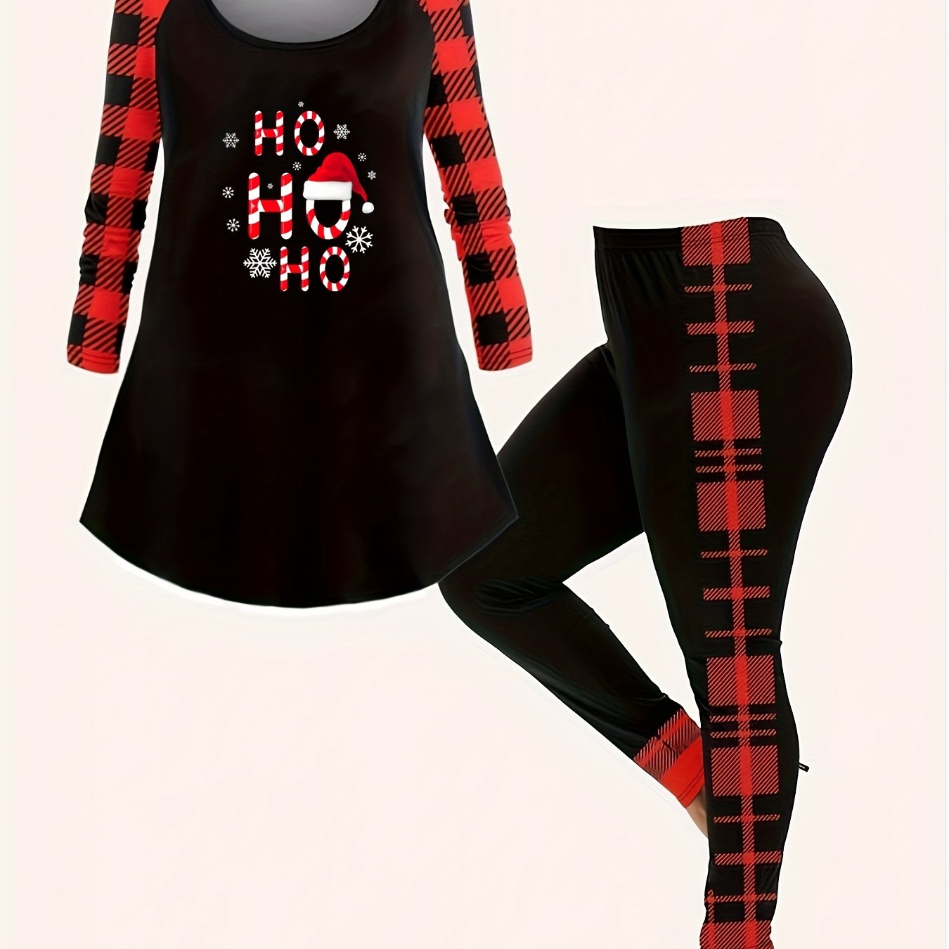 Christmas Casual Outfits Set Women's Plus Christmas Hat