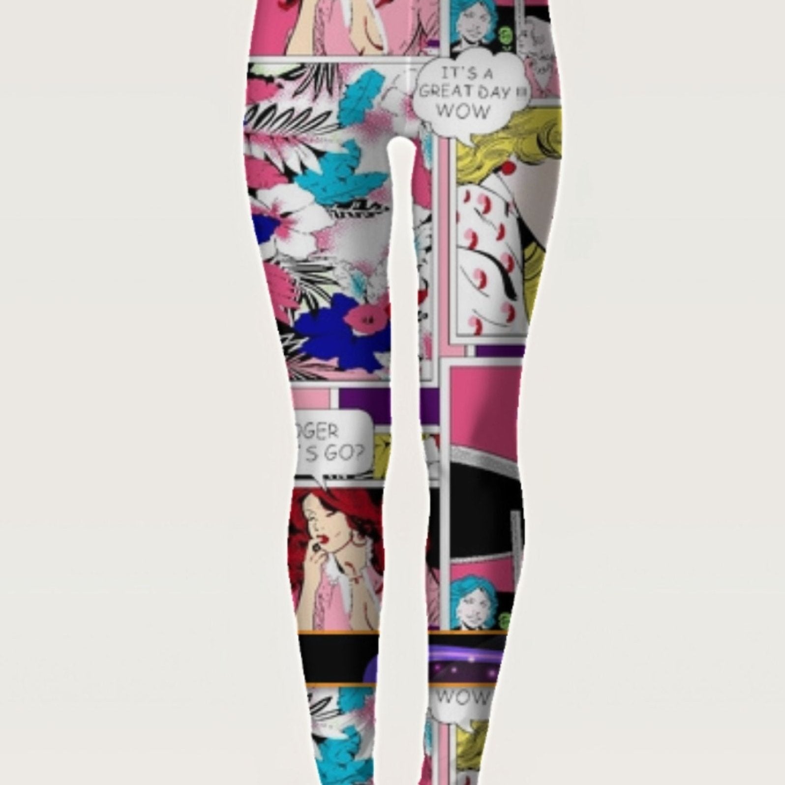 Comic Print Leggings Casual Sporty Skinny Leggings