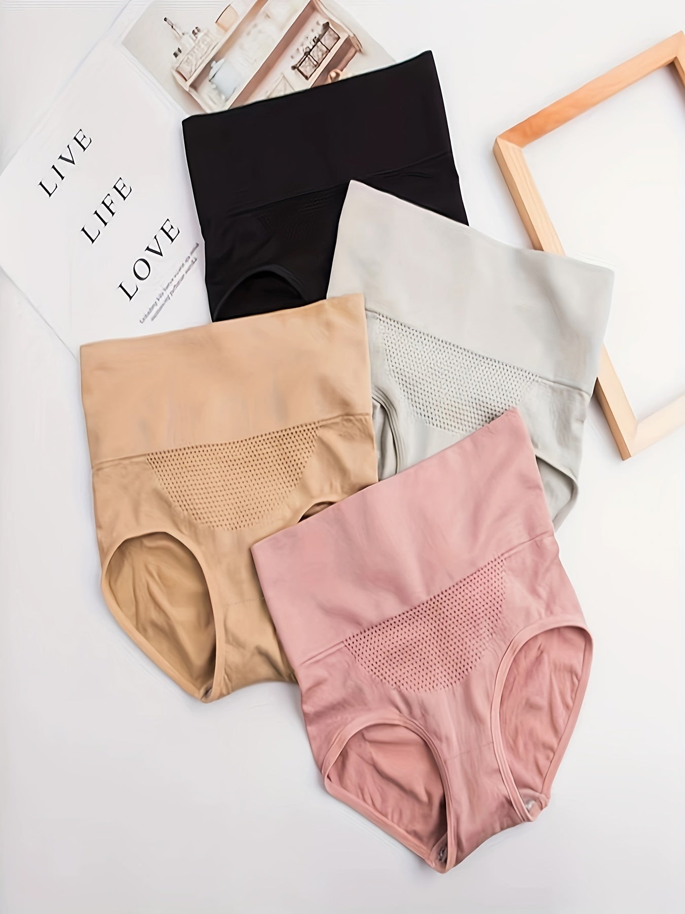 4pcs High Waist Tummy Control Panties Butt Lifting Briefs