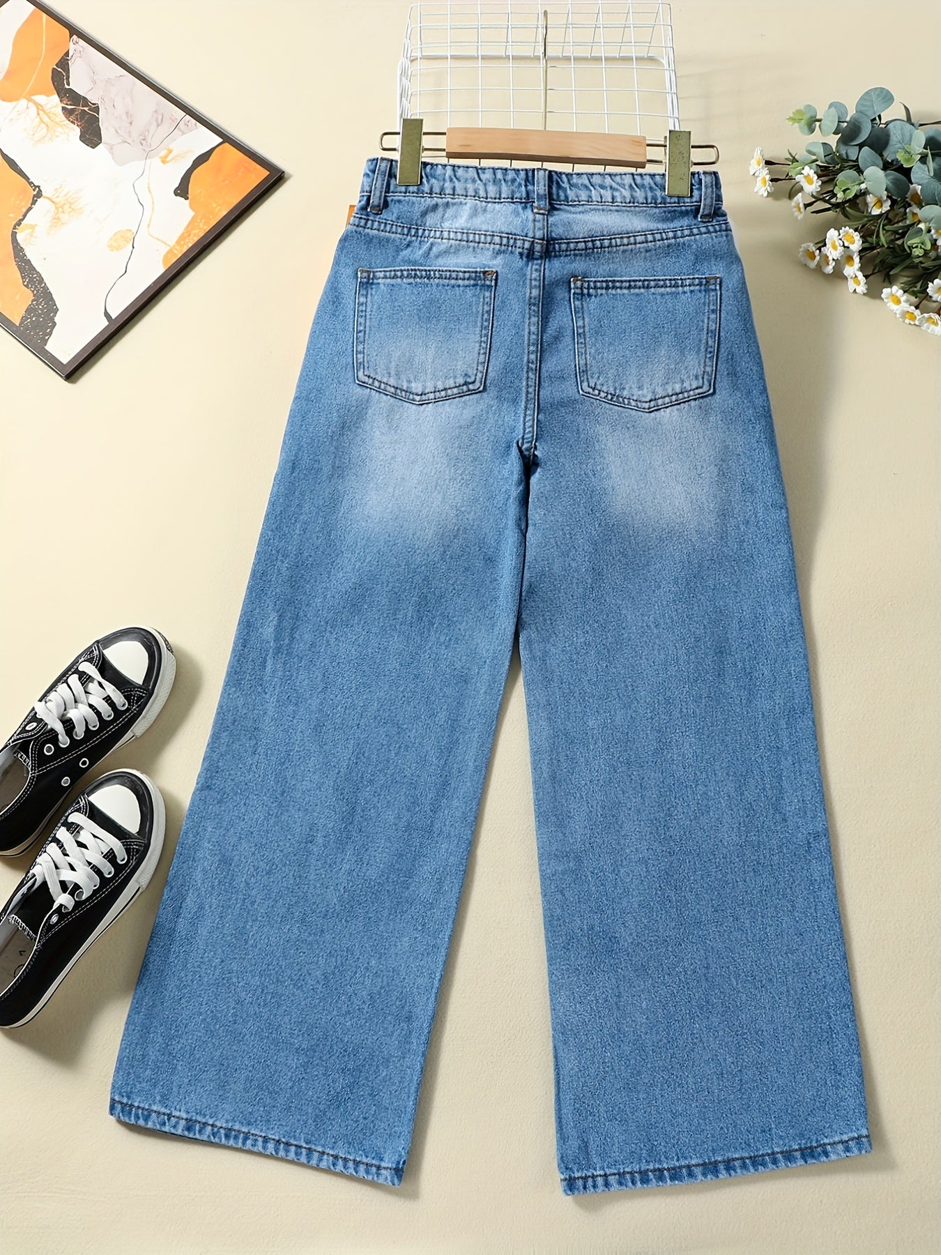Girls Wide Leg Denim Trousers Kids Clothes