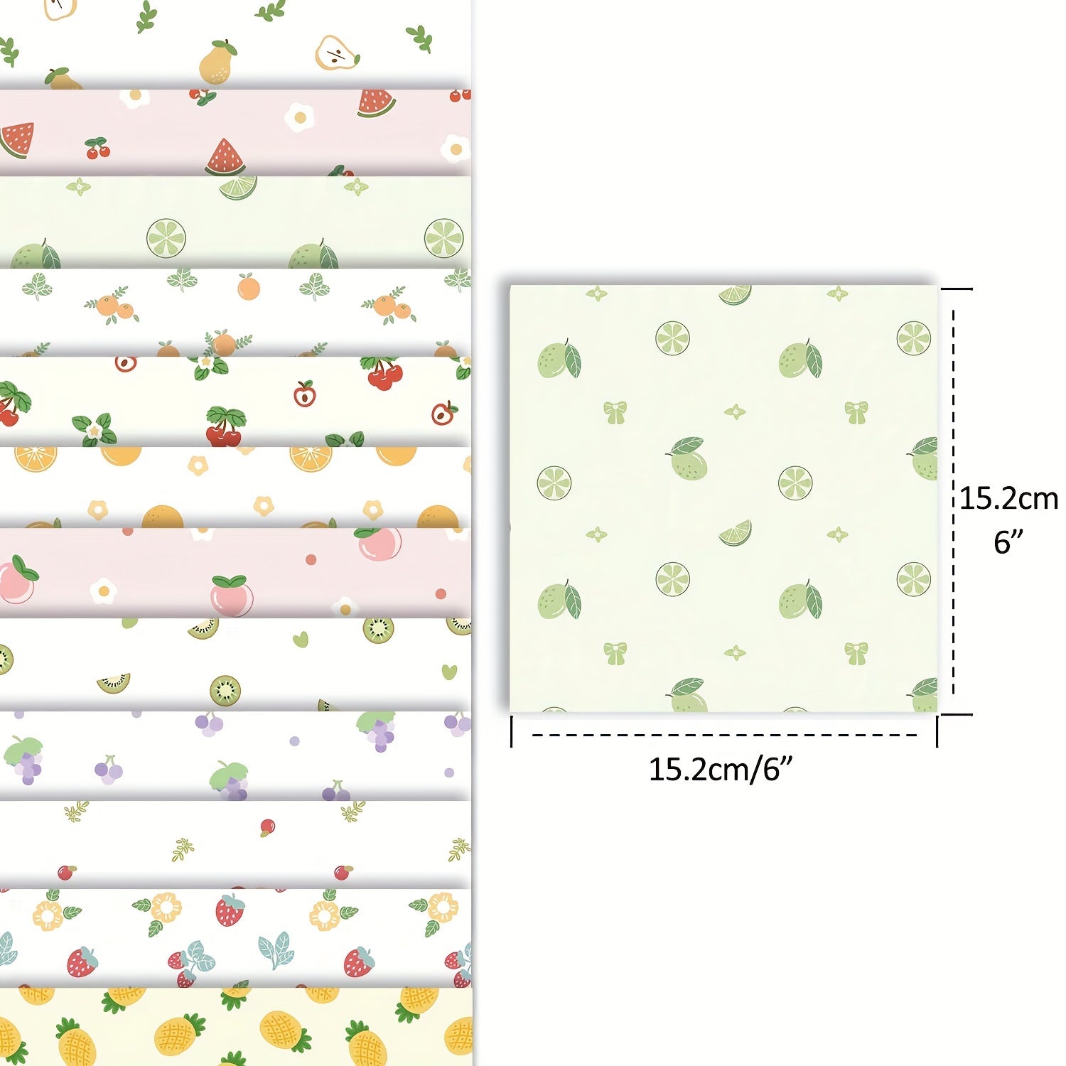 24 Sheets 6 x6 DIY Fruits Scrapbook Paper Journaling Kit