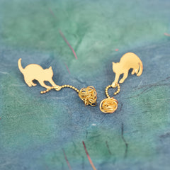 Cat Shape Pendant Stainless Steel Earrings for Kids