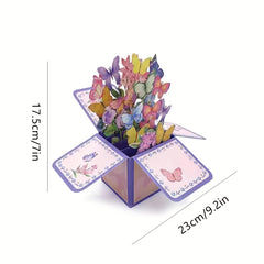 Colorful Butterfly 3D Pop-up Stereo Box Greeting Card for Thanksgiving Birthday