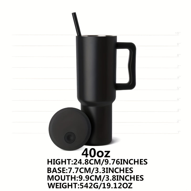 40oz Tumbler with Handle & Straw Lid Insulated Cup Stainless Steel Bottle