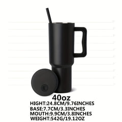 40oz Tumbler with Handle & Straw Lid Insulated Cup Stainless Steel Bottle